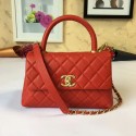 Chanel Tote Bag Red Original Calfskin Leather 92990 Glod HY22527ff76