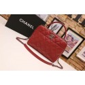 Chanel Tote Bag Red Original Sheepskin Leather A92239 Silver HY11621OG45