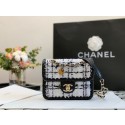 CHANEL Tweed Braided Calfskin & Gold-Tone Metal AS6075 black HY16094Hn31