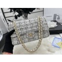 CHANEL Tweed Braided Sheepskin & Gold-Tone Metal AS01112-1 gray HY6742np57