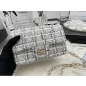 CHANEL Tweed Braided Sheepskin & Gold-Tone Metal AS01116-1 gray HY19898io33
