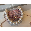 CHANEL Tweed Braided Sheepskin & Gold-Tone Metal AS0593 pink HY5051OG45