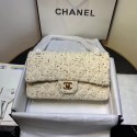 CHANEL Tweed Calfskin -Tone & Gold-Tone Metal AS1112 white HY15035sf78