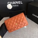 Chanel WOC Flap Bag Orange Original Sheepskin Leather 33814 Glod HY10267Dq89