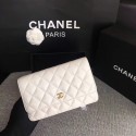 Chanel WOC Flap Bag White Original Sheepskin Leather 33814 Glod HY4540Kn56