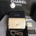 Chanel WOC Flap Shoulder Bag Gold Calfskin Leather A33814 Silver HY14242Zw99