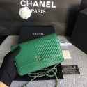 Chanel WOC Flap Shoulder Bag Green Calfskin Leather A33814 Silver HY9283Ri95