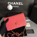 Chanel WOC Flap Shoulder Bag Peach Calfskin Leather A33814 Gold HY26507Is53