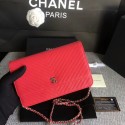 Chanel WOC Flap Shoulder Bag Pink Calfskin Leather A33814 Silver HY11318tQ92