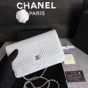 Chanel WOC Flap Shoulder Bag White Calfskin A33814 Silver HY10516kC27