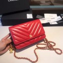 Chanel WOC Original sheepskin Leather Flap Shoulder Bag D33814 red HY14565lu18