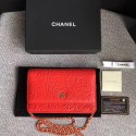 Chanel WOC Red Camellia Leather mini Flap Bag A33814 Gold HY24413Mc61