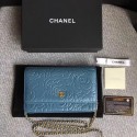 Chanel WOC Skyblue Camellia Leather mini Flap Bag A33814 Gold HY1559Is79