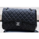 Cheap Chanel Jumbo Classic Black Sheepskin Flap Bag A58600 Silver HY19037sZ66