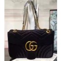 Cheap Copy Gucci GG Marmont Velvet Shoulder Bag 443497 Black HY16760Eq45