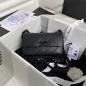 Cheap Fake Chanel flap bag Grained Calfskin & Lacquered Metal AS2302 black HY23120BC48