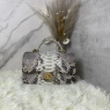 Cheap Fake Chanel Snake skin mini flap bag with top handle AS2431 gray HY17280BC48