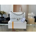 Copy Best Chanel classic handbag Grained Calfskin&silver Metal 01112 white HY25989Qc72