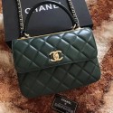 Copy Best Chanel Classic Top Handle Bag Sheepskin Leather CHA2371 Deep Green HY7009Qc72