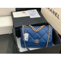 Copy chanel 19 large flap bag AS1162 dark blue HY23932Kn92