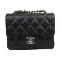 Copy Chanel Classic MINI Flap Bag CF1115 Black Cannage Pattern Gold HY24285Ey31