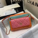 Copy CHANEL Small camera bag lambskin & Gold-Tone Metal AS1367 Pink&orange&green HY18445Ey31