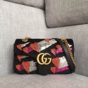 Copy Gucci GG Marmont velvet small shoulder bag 443497B black HY4575Ey31