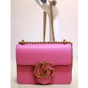 Copy Gucci mini GG Marmont Leather Shoulder Bag 431284 Pink HY707Zn71