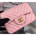 Designer Chanel Classic mini Flap Bag Chevron Sheepskin Leather A68748 Pink HY2065vs94