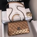 Designer Replica Chanel original Caviar leather flap bag top handle A92290 bronze&silver-Tone Metal HY4912CF36