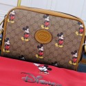 Designer Replica Gucci Disney x Mickey Mouse Small Shoulder Bag 602536 Brown HY4182CF36
