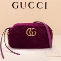 Designer Replica Gucci GG Marmont Matelasse Velvet Shoulder Bag 447632 Purple HY19512CF36