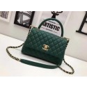 Fake Best Chanel Classic Top Handle Bag Sheepskin Leather A92991 Green HY26282Nk59