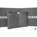 Fake Boy Chanel Chevron Black Sheepskin Leather Clutch A69253 HY12744Lh27