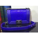 Fake Boy Chanel Flap Shoulder Bag Snake Leather A67085 Blue HY5692qZ31