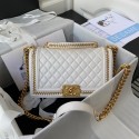 Fake BOY CHANEL HANDBAG Gold-Tone Metal A67086 WHITE HY12627qZ31