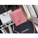Fake Boy chanel handbag Grained Calfskin & Gold-Tone Metal VS0130 pink HY10798xR88