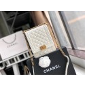 Fake Boy chanel handbag Patent leather & Gold-Tone Metal AS0130 white HY20499Hj78