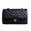 Fake Chanel 2.55 Series Bag Original Black Sheepskin CHA1112 Silver HY16806RY48