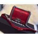 Fake Chanel Boy Flap Shoulder Bag Python Leather A66094 Dark Red HY1636EQ38
