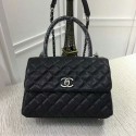 Fake Chanel Caviar Leather Black Top Handle Bag 92991 Silver HY12529eZ32