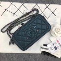 Fake Chanel Classic Clutch with Chain Grained Calfskin & silver-Tone Metal A84450 green HY23011RY48