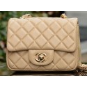 Fake Chanel Classic MINI Flap Bag Apricot Sheepskin A37585 Gold HY4761RY48