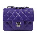Fake Chanel Classic MINI Flap Bag Violet Original Sheep Leather CF1115 Silver HY12391QF99