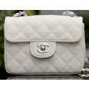Fake Chanel Classic MINI Flap Bag White Cannage Pattern A1115 Silver HY14023bz90