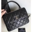 Fake Chanel Classic Top Flap Bag Black Original Sheepskin Leather A92236 Silver HY11171pE71