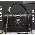 Fake Chanel Classic Top Flap Bag Original Snake Leather A90095 Black HY5142xE84