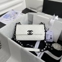 Fake Chanel flap bag Grained Calfskin & Lacquered Metal AS2302 white HY18095Iw51