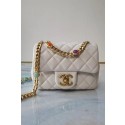 Fake Chanel flap bag Lambskin Resin & Gold-Tone Metal AS2379 white HY23040ny77