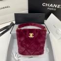 Fake Chanel flap bag Shearling Lambskin & Gold-Tone Metal AS2241 Burgundy HY3142Qv16